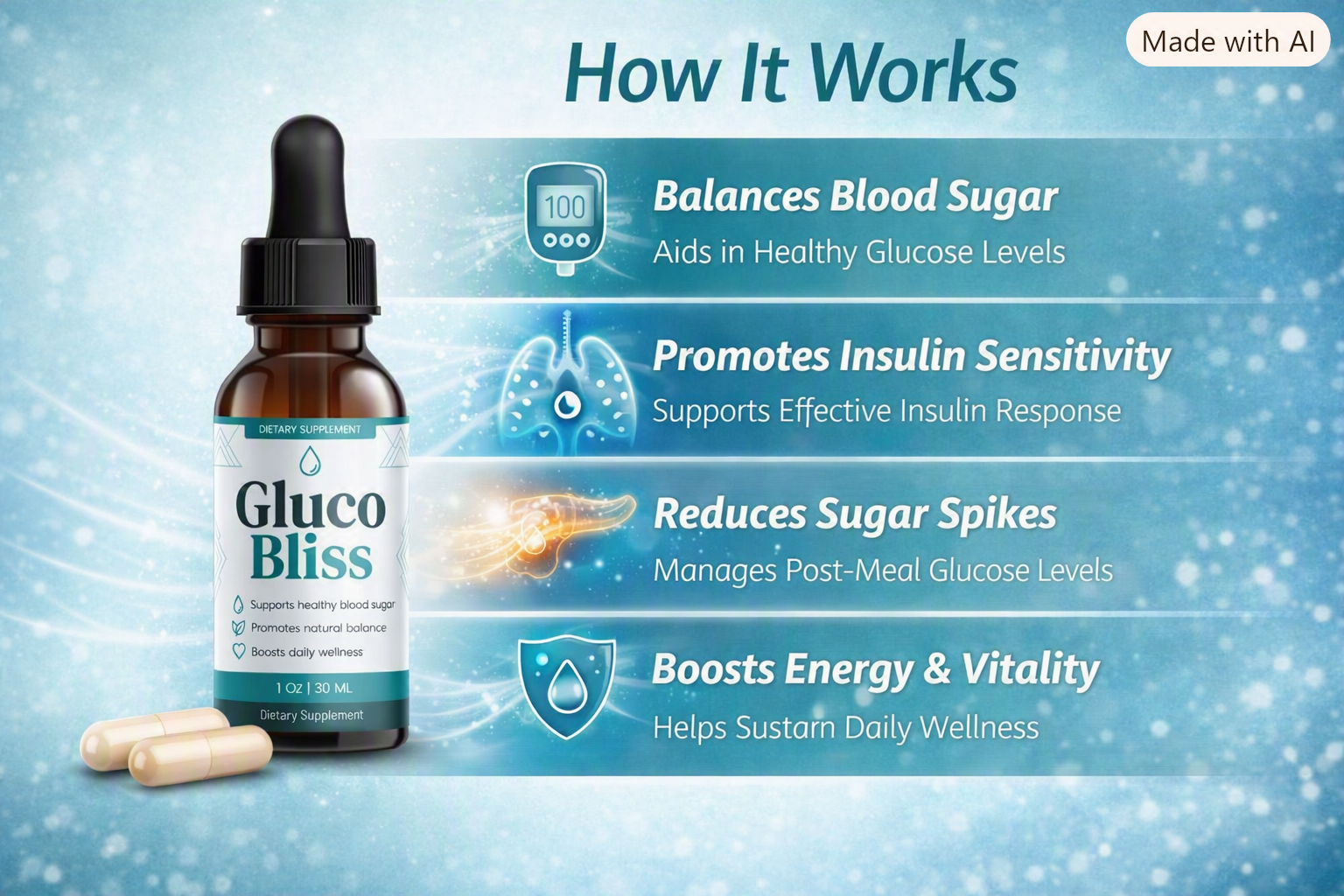 How GlucoBliss works — insulin response, sugar absorption and steady energy