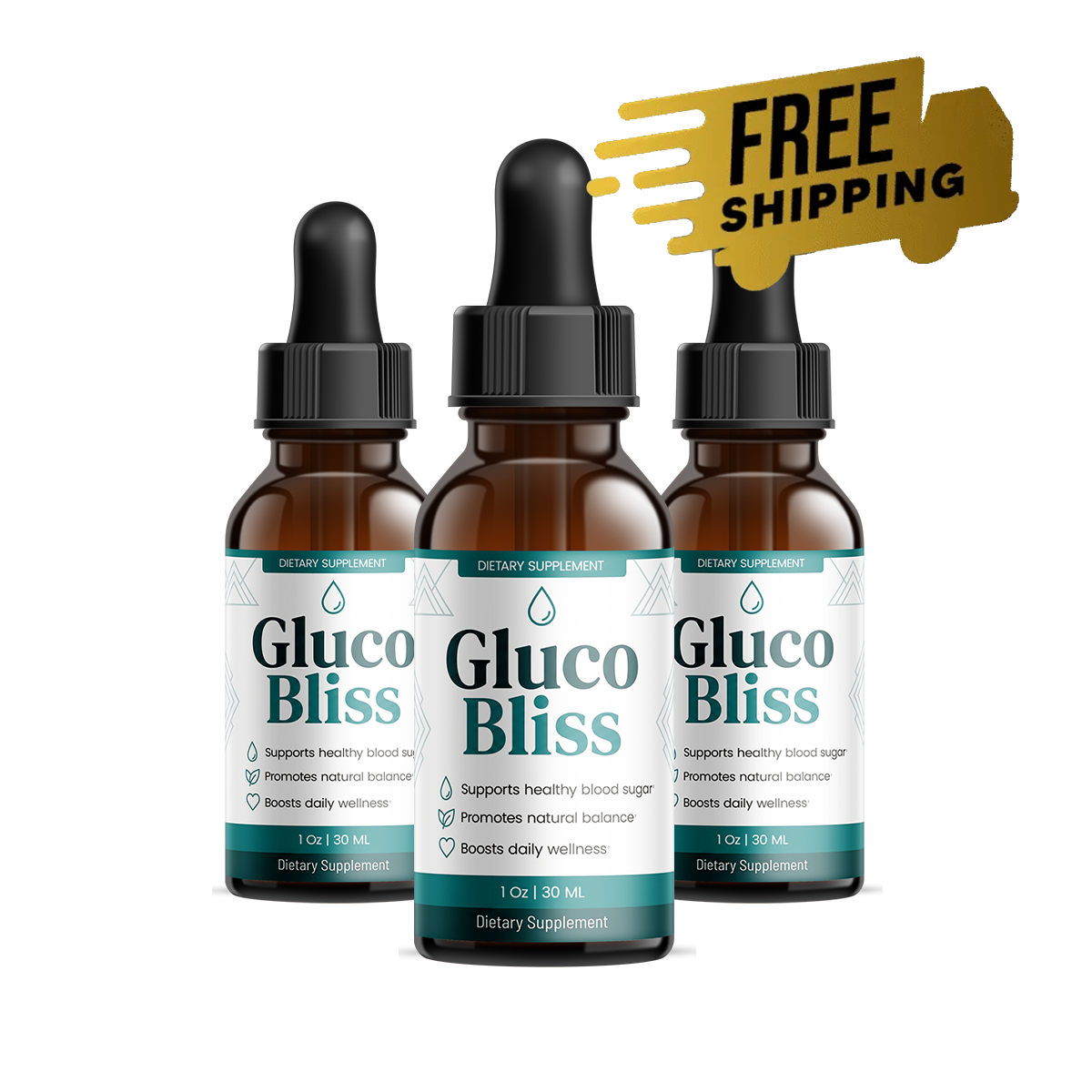 GlucoBliss blood sugar support supplement — three bottle bundle